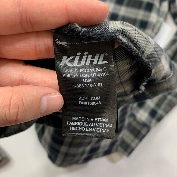 Kuhl Shirt Mens M Medium Gray Ivy Dillingr Flannel Button Up Cotton Tercel Blend - Picture 10 of 14